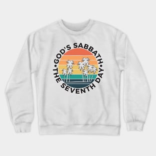 God’s Sabbath The Seventh Day - Vintage Sunset Palm Trees Crewneck Sweatshirt